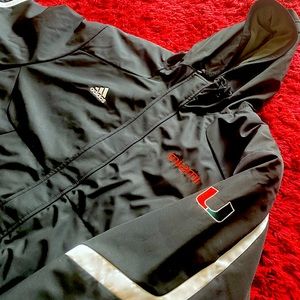 Brand New! Adidas. University of Miami-water resistant,fleece lined hooded coat